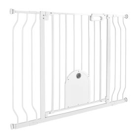 Baby Gate for Stairs, 29.5-43 in Adjustable Width, Baby Gate with Adjustable Cat Door, with Pressure Mount Kit and Wall Mount Kit