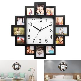Decor Picture Frame Collage Clock - 12 Photo Display Slots - Wall Mounted Chic Farmhouse Wall Decor - Wall Clock for Living Room, Bedroom, Kitche