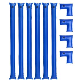 Pool Cover Water Bags Set, 6 Packs 8 Ft Single Chamber Pool Cover Water Bags & 4 Corner Tubes, 0.4mm Thick PVC Bag Weights with Leakproof Valve