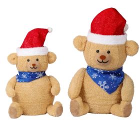 Set Of 2 Lighted Plush Bear Christmas Decorations, Pre-lit Pull Up Holiday Decor With 60 Warm White LED Lights For Xmas Outdoor Indoor Decor Ligh (Option: defaulttitle)