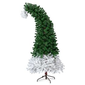 6 FT Santa Hat Style Pre-lit Christmas Tree, Hinged Artificial Xmas Tree Pine Tree With 250 Warm White Lights, 839 Branch Tips For Holiday Party (Option: defaulttitle)