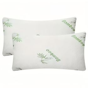 King Size Rayon Derived From Bamboo Pillow, Cooling Shredded Memory Foam Bed Pillows Sets For Back, Stomach, Side Sleepers, Adjustable Soft Firm, (Option: 2pc Green Queen 18x 28in)