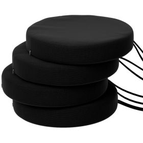 Patio Chair Cushions Set Of 4 Round Seat Cushions For Dining Bistro Chairs Machine Washable, 15 X 15 X 3, Black (Option: BLACK)