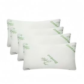 King Size Rayon Derived From Bamboo Pillow, Cooling Shredded Memory Foam Bed Pillows Sets For Back, Stomach, Side Sleepers, Adjustable Soft Firm, (Option: 4pc Green Queen 18x 28in)