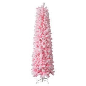 7.5 FT Snow Flocked Hinged Christmas Tree, Artificial Pencil Christmas Tree, Unlit Artificial Christmas Pine Tree With 641 Branch Tips And Sturdy (Option: defaulttitle)