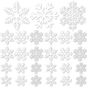 5 Sheets 135 Pcs Christmas White Snowflakes Window Clings 3 Designs Snowflake Static Stickers Winter Snow Flakes Clings For Christmas New Year Ho (Option: WHITE)
