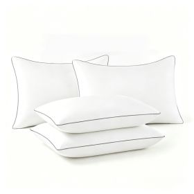 Pillows Standard And Full Size, Hotel Collection Bed Pillows For Side, Back, And Stomach Sleepers, Fluffy And Supportive, Down Alternative Microf (Option: 4pc Gray Standard 17x 26in)
