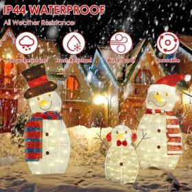 3-Piece 2D Outdoor Snowman Christmas Decorations Yard, 30 Inch Pre Lit Snowman Family With Led Lights Outside Indoor Holiday Lighted Christmas De (Option: aspicture)