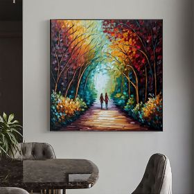Hand Painted Oil Painting Abstract Original Romantic Cityscape Oil Painting On Canvas Large Wall Art Colorful Tree Painting Custom Painting Livin (Style: 01, size: 70x70cm)