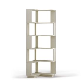 6 Tier Freestanding L-Shaped Corner Bookshelf For Living Room, Bedroom, Wooden Bookcase with anti-drop panle & anti tipping device, Display shelf (Color: White Oak)