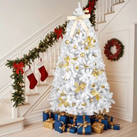 7.5 FT Artificial Christmas Tree With DIY 400 Warm White LED Lights, Hinged Xmas Pine Tree With Tree Skirt And Holiday Ornaments For Holiday Part (Option: defaulttitle)